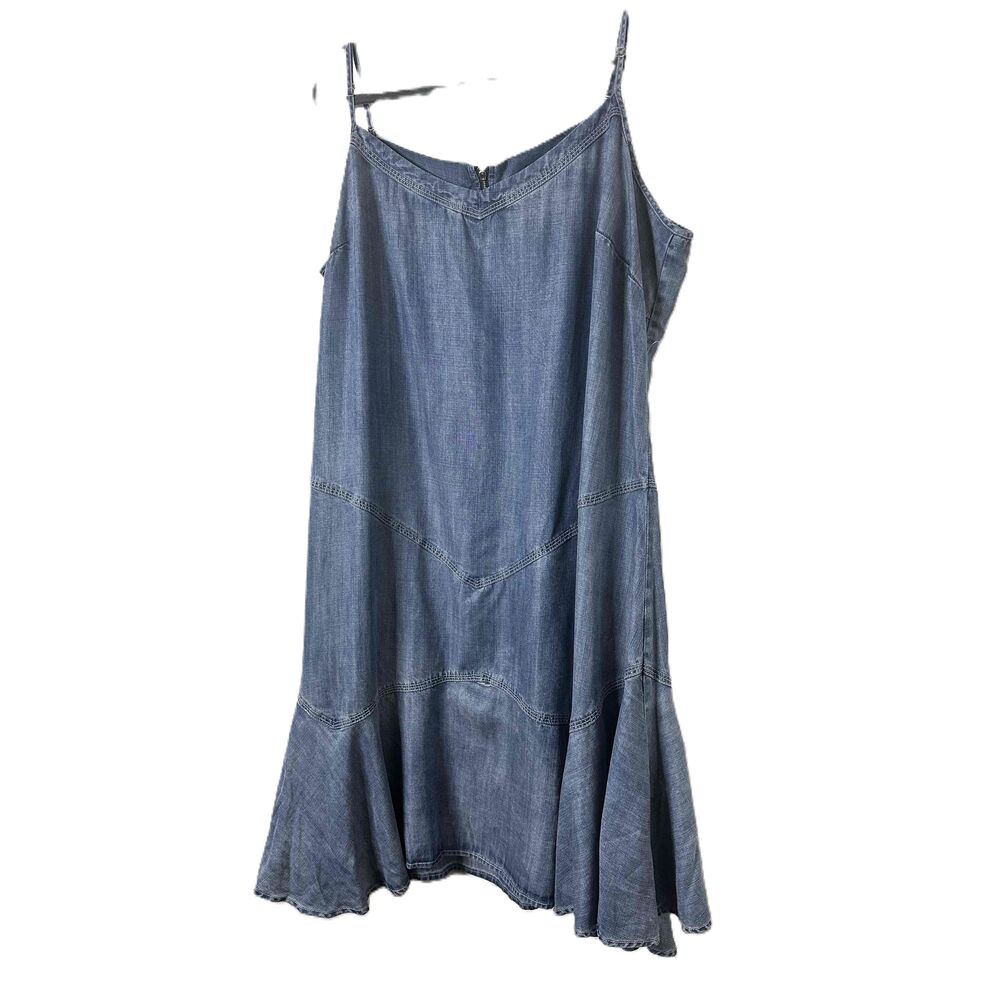Standards And Practices Slip Dress 100% Tencel 2X Blue Denim  Spaghetti Straps